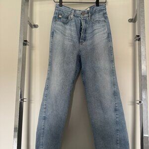 AG Jeans Alexxis Cropped High Rise Vintage Straight Jeans 25 Raw Hem